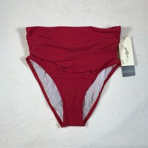PROFILE by Gottex Ruched Super High Waist Swimsuit Bikini Bottom, 8